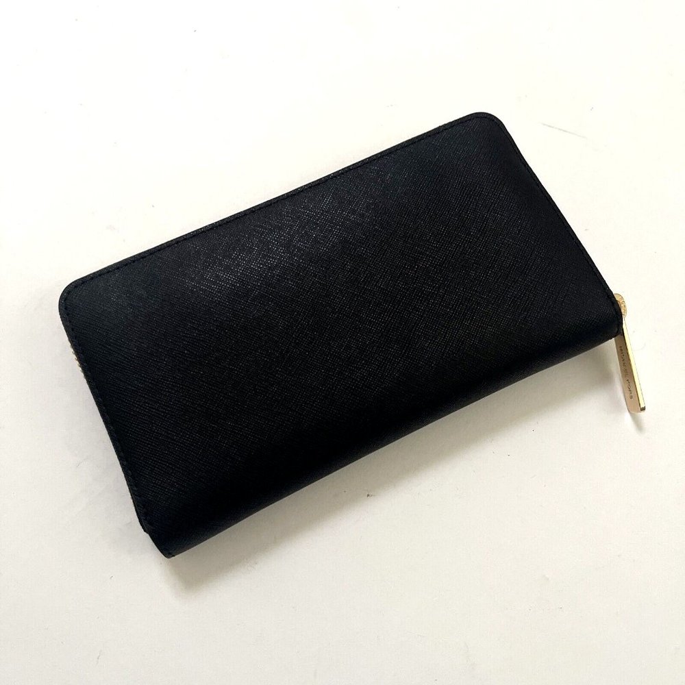 Michael Kors Jet Set Charm Wallet Black Saffiano Leather Zip Logo Long NWT - Picture 4 of 6